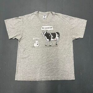 Vintage Y2K Cow "milk I am your father" funny humor joke graphic tee